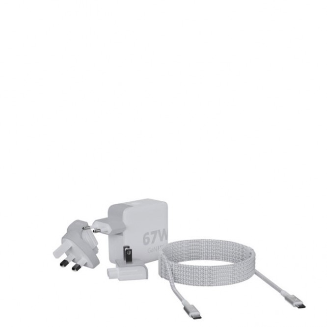Enchufe cargador de 67W con variantes para UE, UK y EEUU
