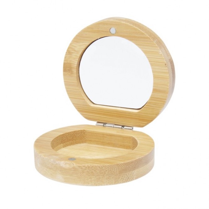 Espejo compacto de bambú color natural