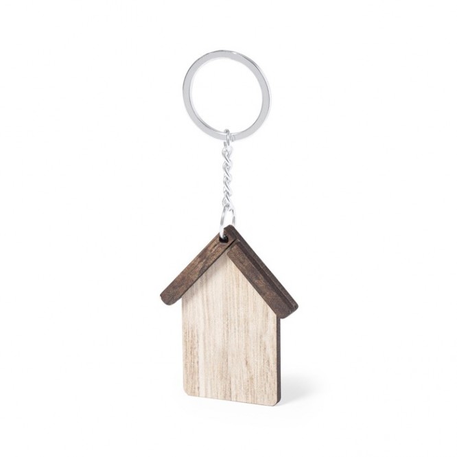 Llavero con diseño de casa en madera