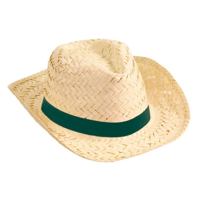 Sombrero de paja para promociones color verde oscuro primera vista
