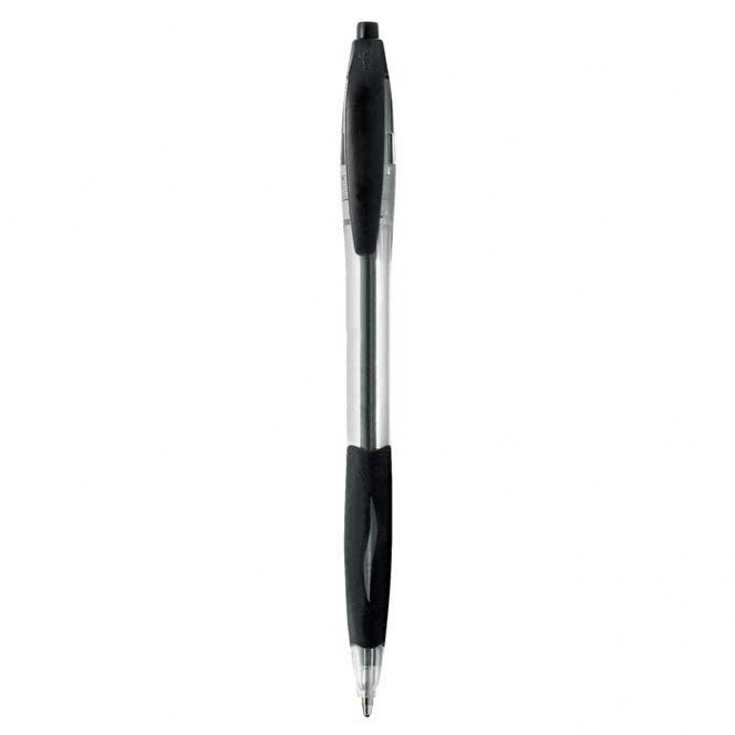 Bolígrafos con logotipo y grip de goma color negro