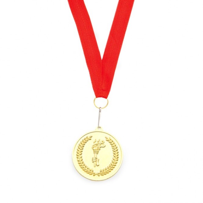 Medalla metálica motivo olímpico color dorado