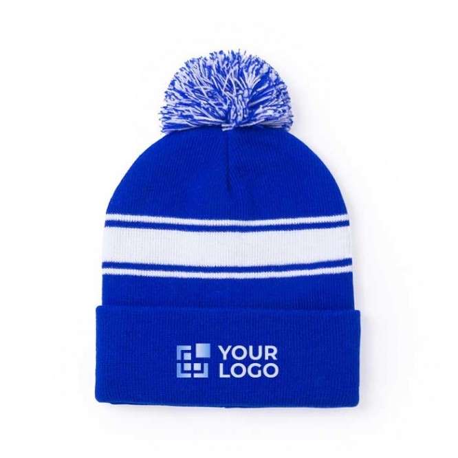 Gorro invierno personalizado con pompón color azul real