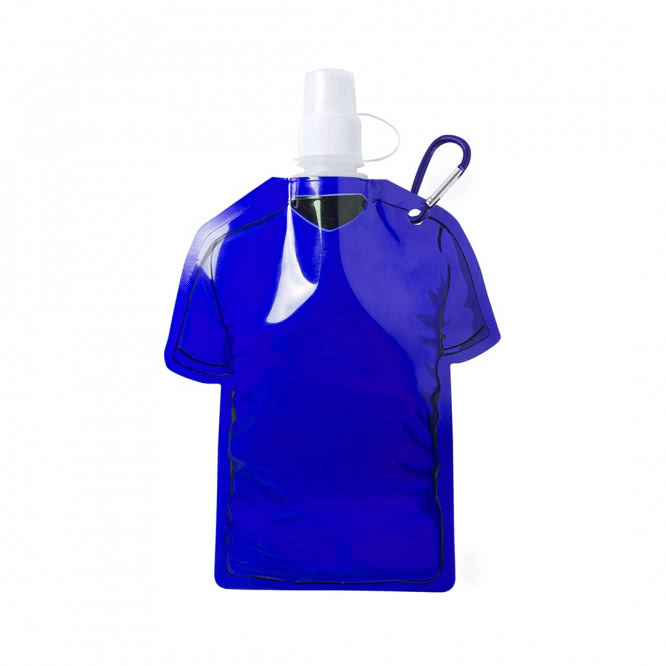 Botella plegable personalizada forma camiseta azul