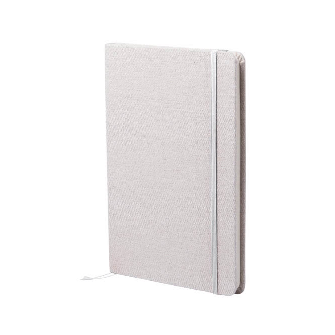 Libreta personalizada A5 tapas de algodón color blanco