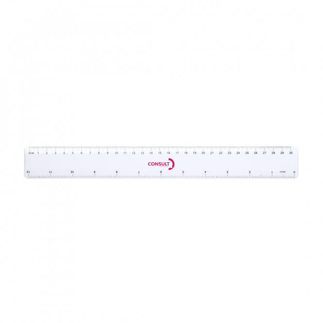 Regla antibacteriana personalizable de 30 cm color blanco