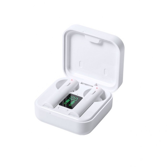 Auriculares inalámbricos carga solar color blanco vista principal