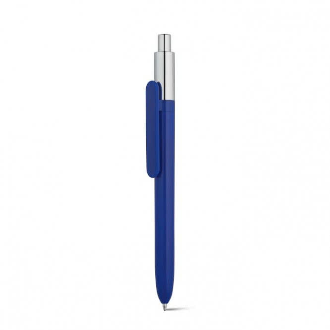 Bolígrafos de color con punta cromada color azul