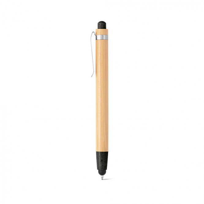 Bolígrafos táctiles personalizables bambú color negro