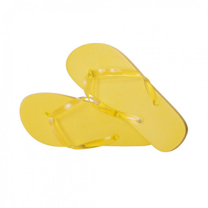Chanclas impresas con tira en PVC color amarillo