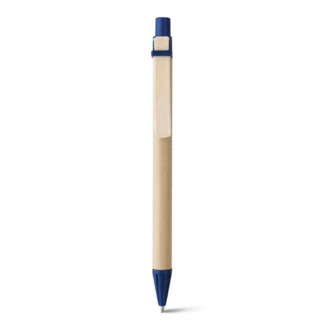 Bolígrafo de papel con clip de madera color azul