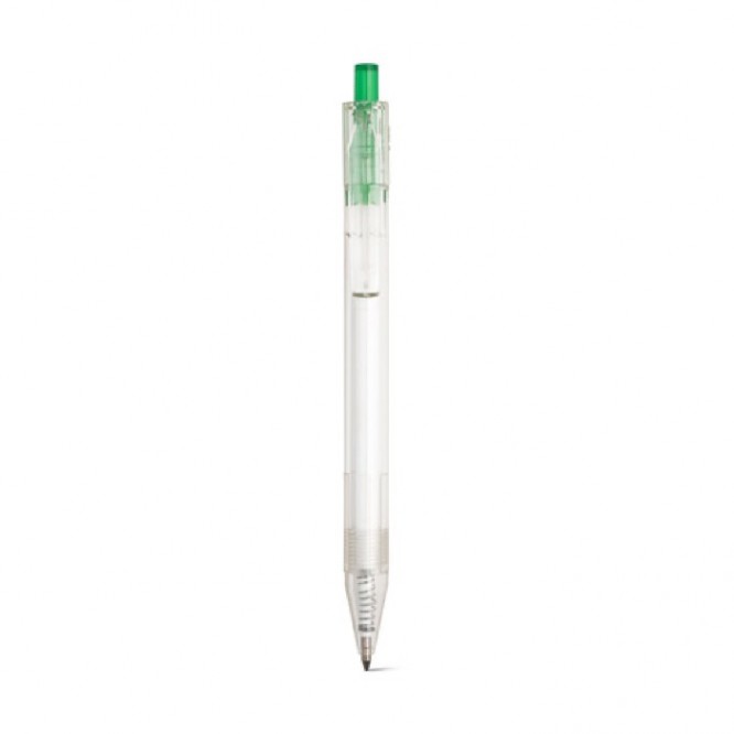 Bolígrafo transparente con botón de color