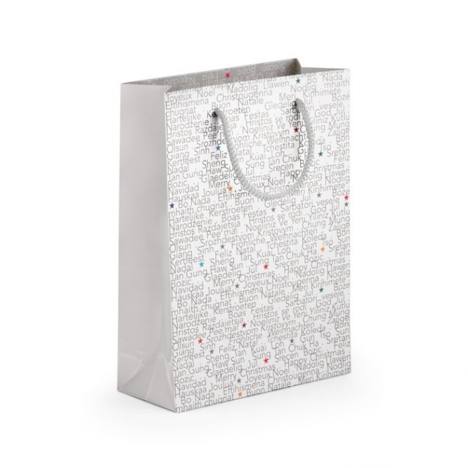 Bolsa de papel estucado para regalo color gris claro segunda vista