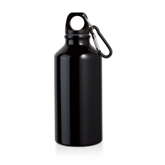 Botella de aluminio con mosquetón 400ml color negro