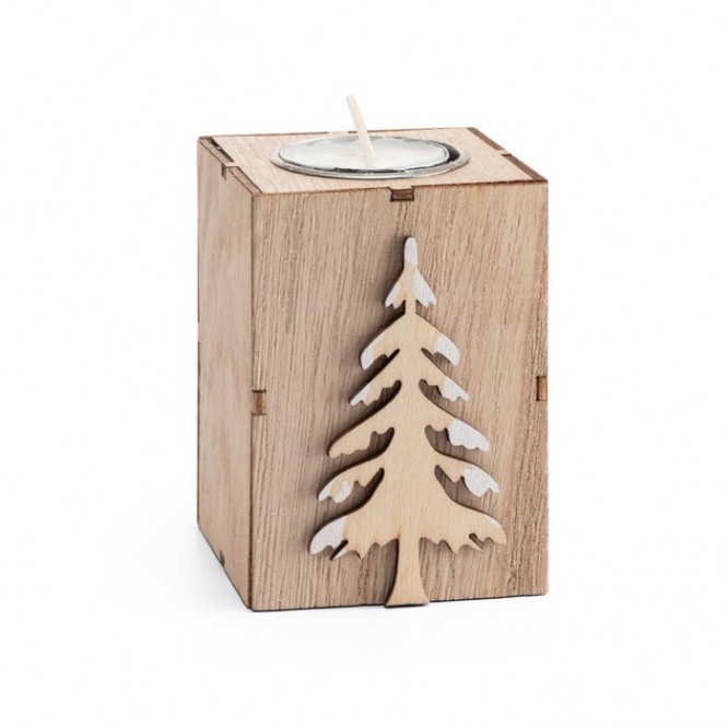 Portavelas de madera navideño