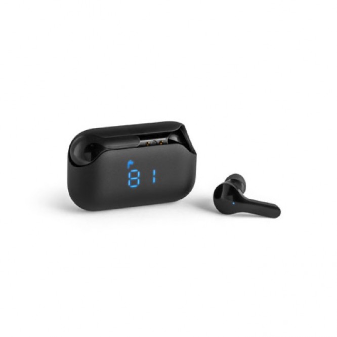 Auriculares con caja con LED color negro