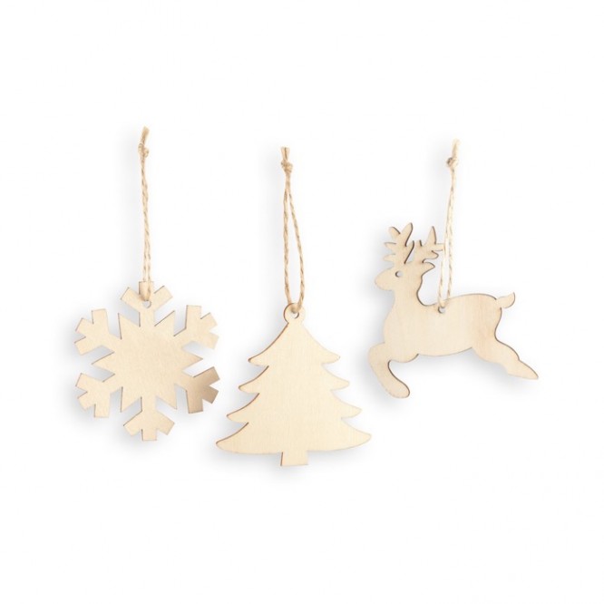Adornos de navidad en madera para colgar color natural
