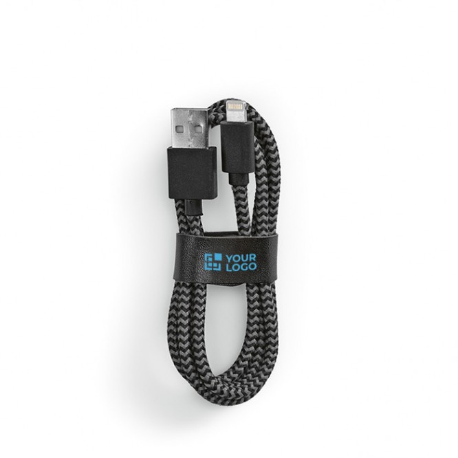 Cable de carga de RPET de 1 metro con conector USB-A y Lightning