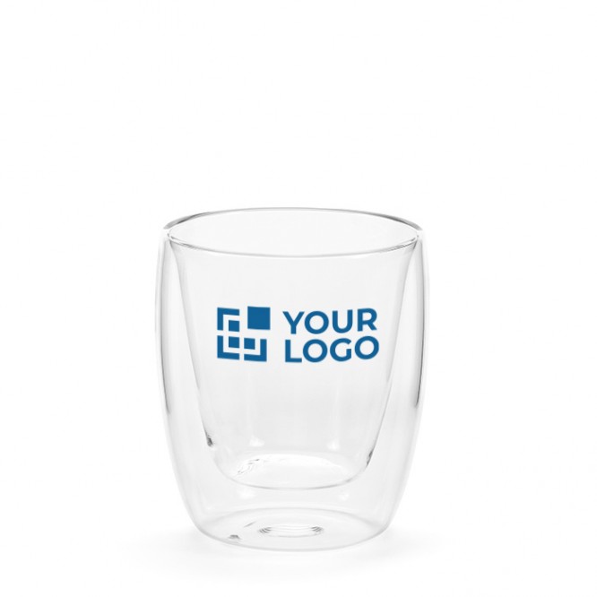 Vaso de vidrio de borosilicato de doble pared y sin asas 220ml