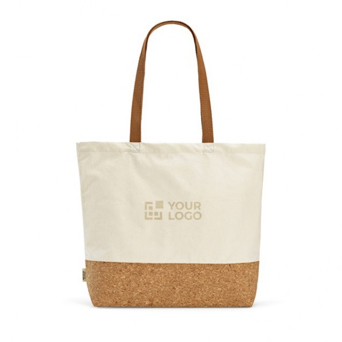 Bolsa de la compra de algodón reciclado con fondo de corcho 220 g/m2 vista principal