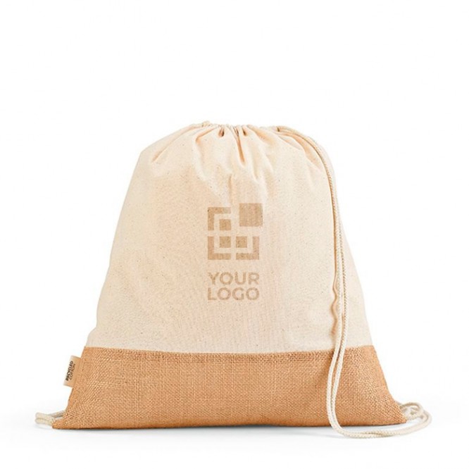 Bolsa con cuerdas de algodón reciclado y base de yute 180 g/m2 vista principal