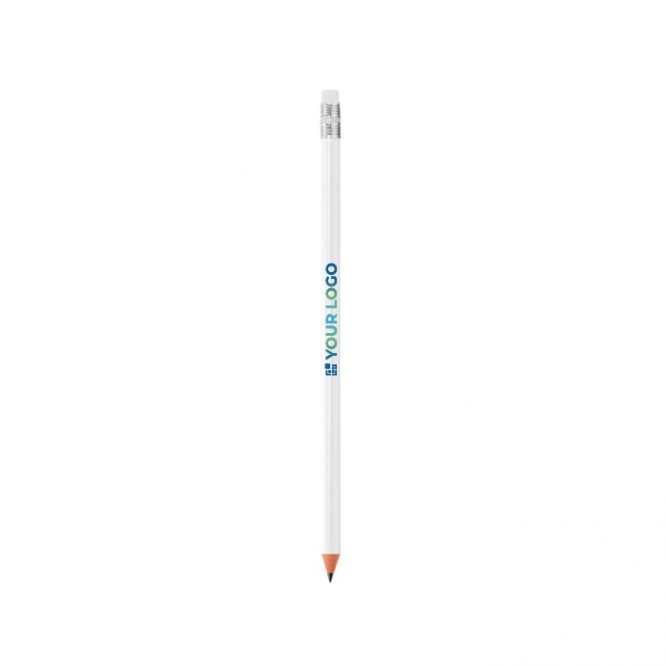 lápiz bic con goma personalizado con logo color blanco