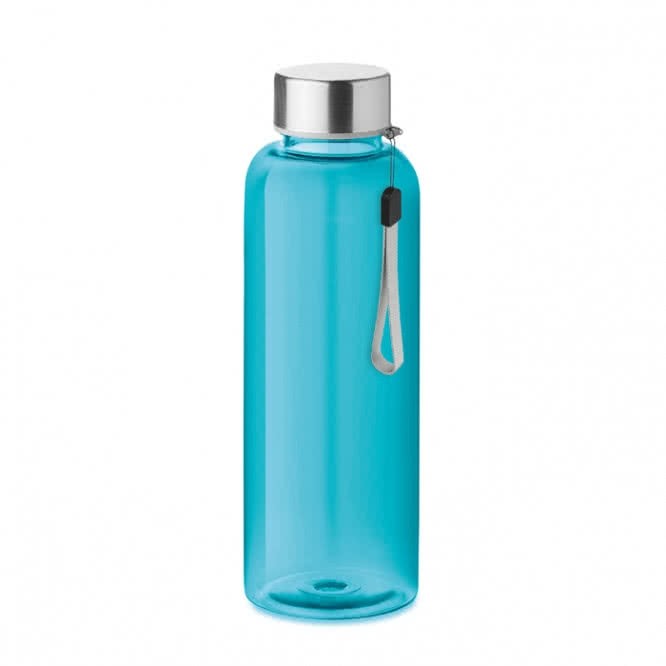 Botellas de agua de plásticos reciclados color azul