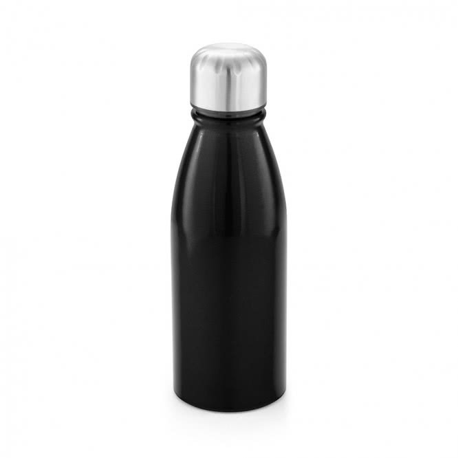 Botella metálica con logotipo color negro