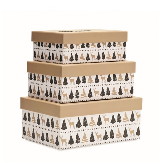 Set de tres cajas de papel para regalo