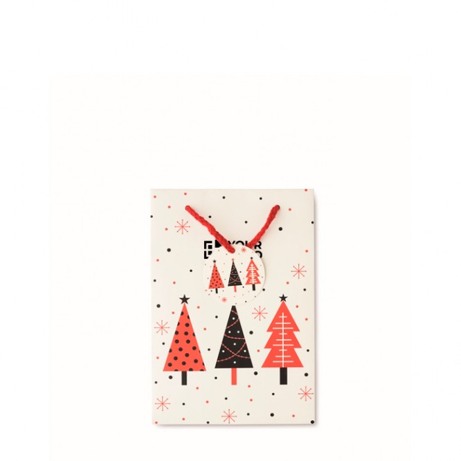 Bolsa de regalo de papel con temática de Navidad tamaño pequeño