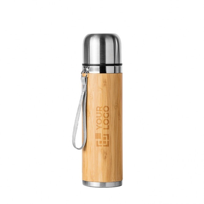 Botella térmica de acero con recubrimiento de bambú y capacidad 420ml
