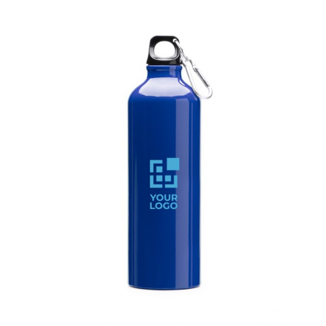 Botella de aluminio grande con mosquetón en tapón 800ml