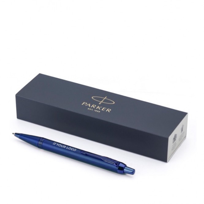Bolígrafo metálico monocromo con botón de clic tinta azul Parker