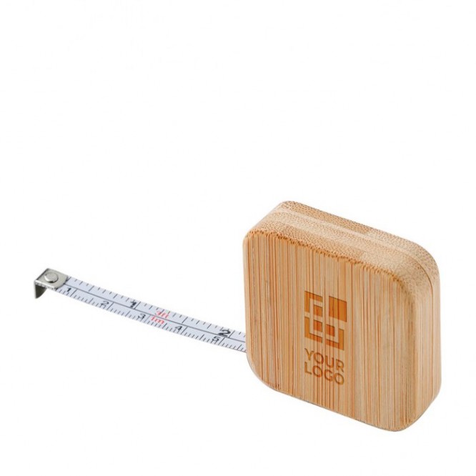 Cinta métrica sostenible de bambú con forma cuadriculada 1M