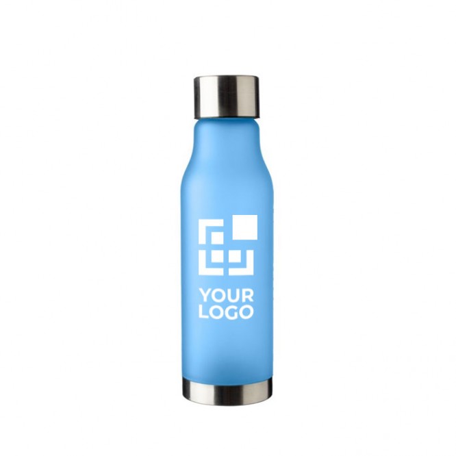 Botella de RPET de aspecto glaseado con tapa y base de acero inox 600ml