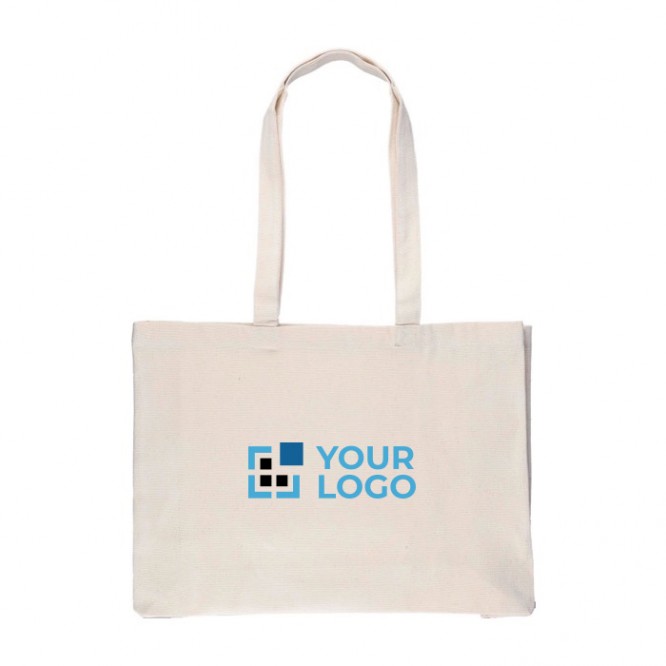 Bolsa de la compra de algodón natural Oeko-Tex® con fuelle 280 g/m2