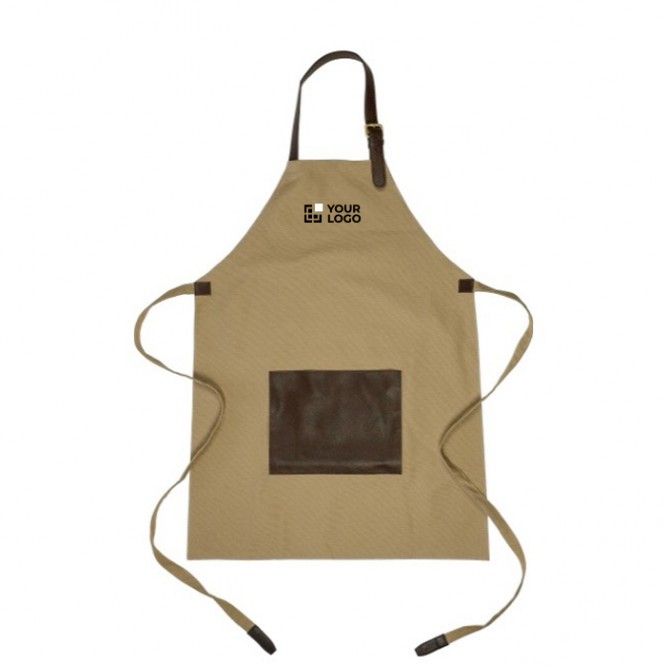 Delantal ajustable de lona con un bolsillo delantero de cuero