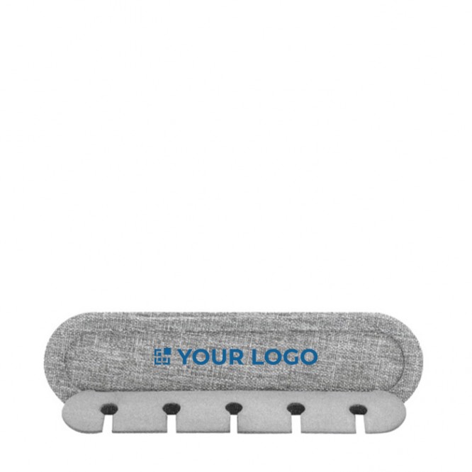 Organizador de cables con 5 ranuras con adhesivo BrandCharger color gris vista de impresión