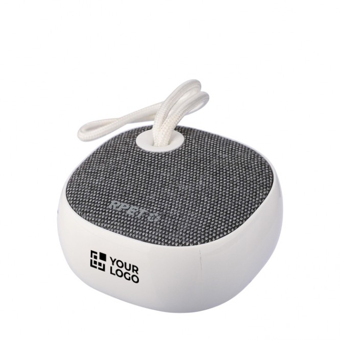 Altavoz inalámbrico con tela RPET en la parte superior y cordón 3W