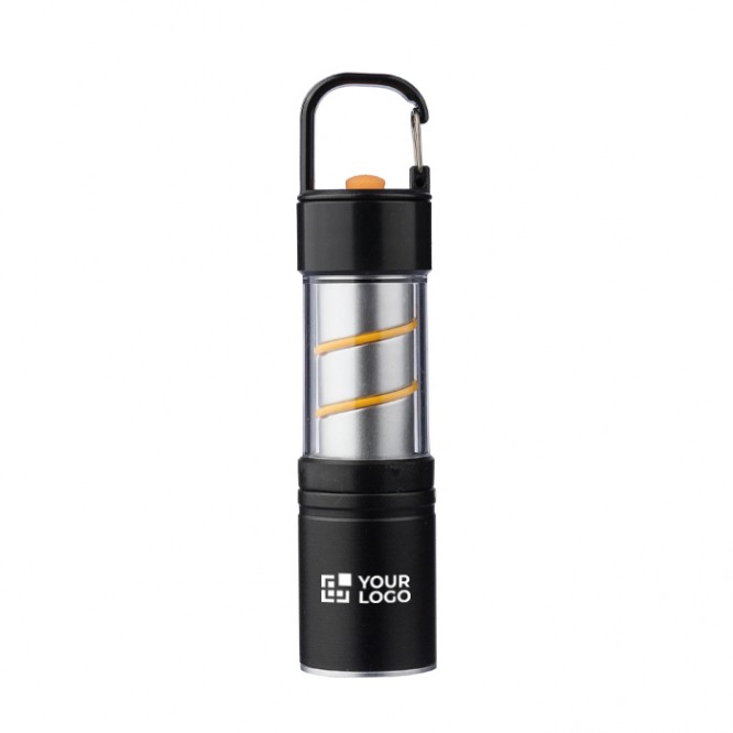 Linterna COB de aluminio con 3 funciones de luz y mosquetón