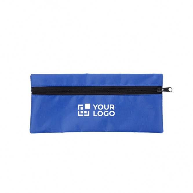 Clásico estuche escolar rectangular de poliéster con cremallera negra