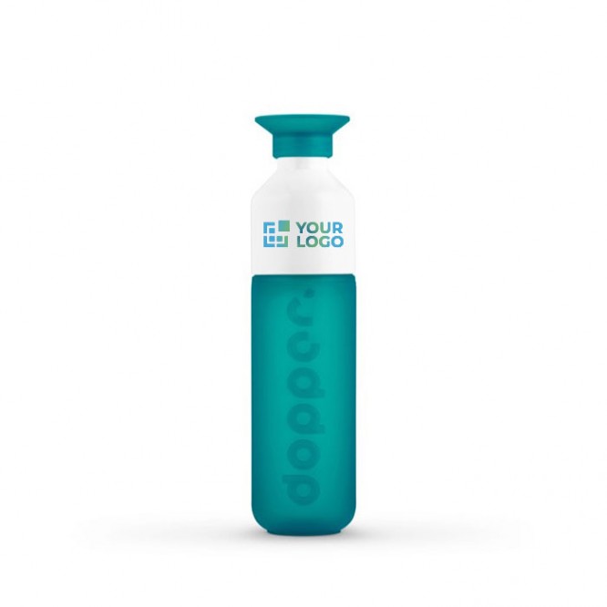Botella reutilizable personalizada Dopper color turquesa vista principal