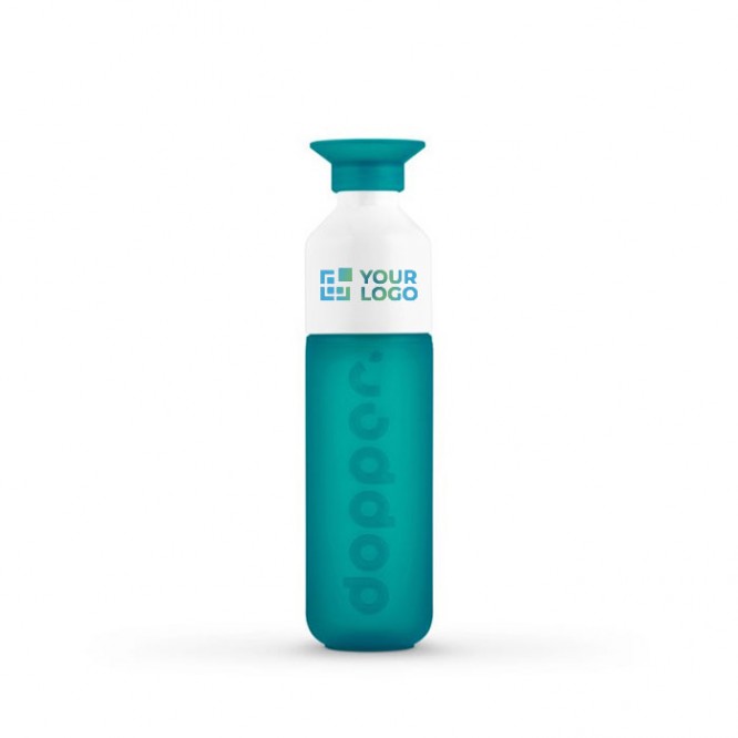 Botella reutilizable personalizada Dopper color turquesa vista principal