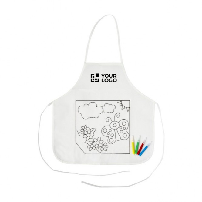 Delantal para niños con 4 rotuladores para colorear 80 g/m2