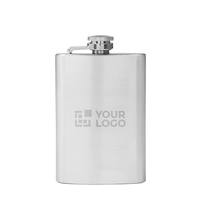 Petaca personalizable de acero inoxidable con tapón de rosca de 100ml