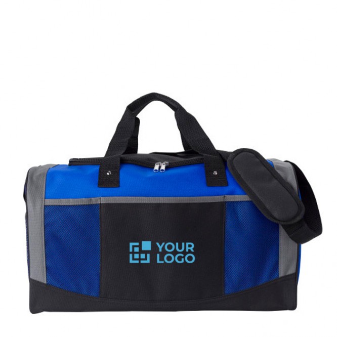 Bolsa deportiva de poliéster 600D con asas y correa ajustable vista de impresión