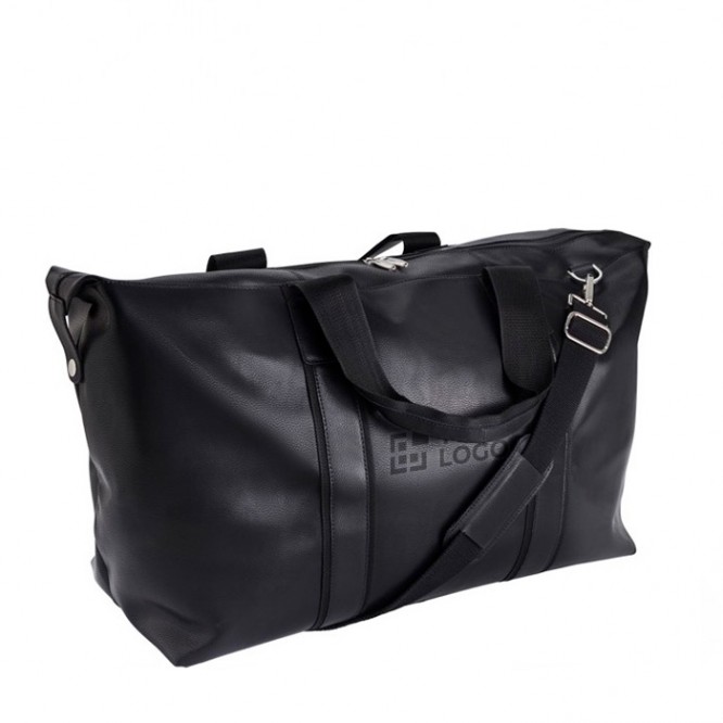 Bolsa deportiva de piel con bolsillo interior de cremallera vista de impresión