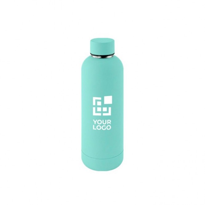 Botella doble pared de acero inoxidable con acabado suave de goma 500ml