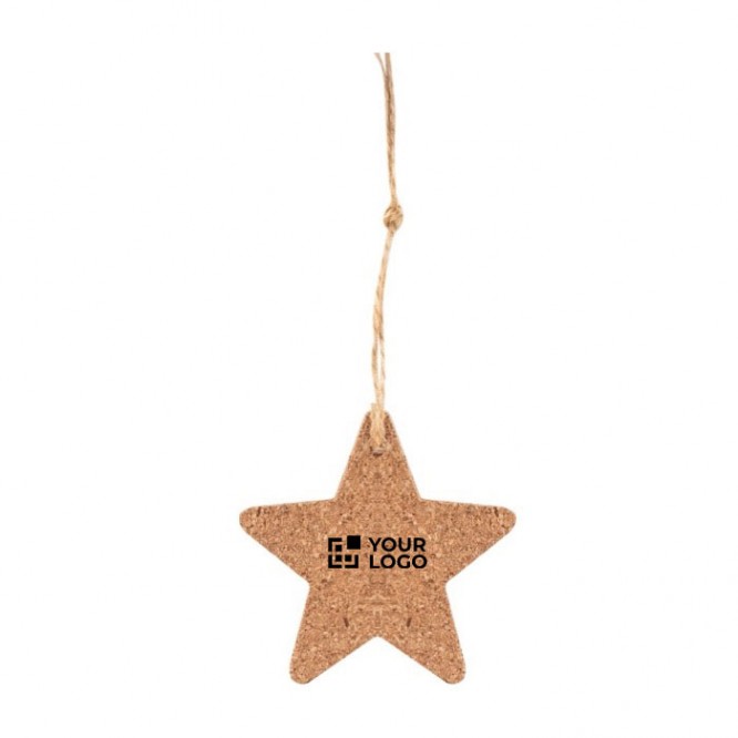 Adorno navideño hecho de corcho en forma de estrella con cordón