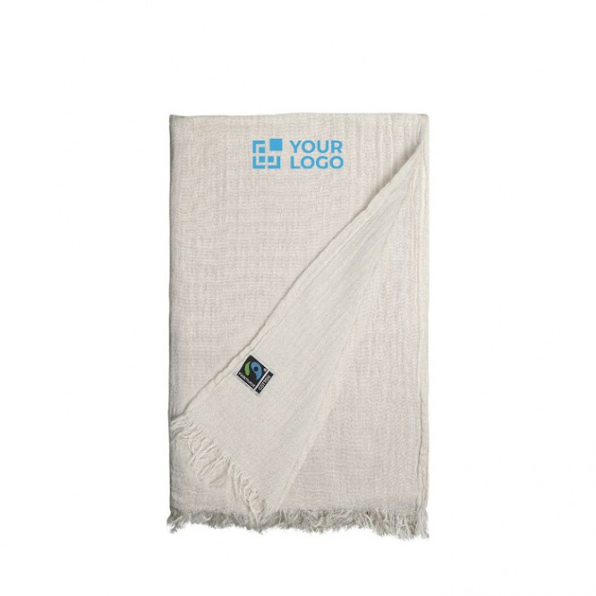 Foulard de algodón Fairtrade texturizado y bordes peluditos 85 g/m2 color natural vista principal